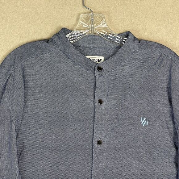 YoungLA Shirt Mens Extra Large Gray Button Front Long Sleeve Casual Preppy Adult - Picture 2 of 10